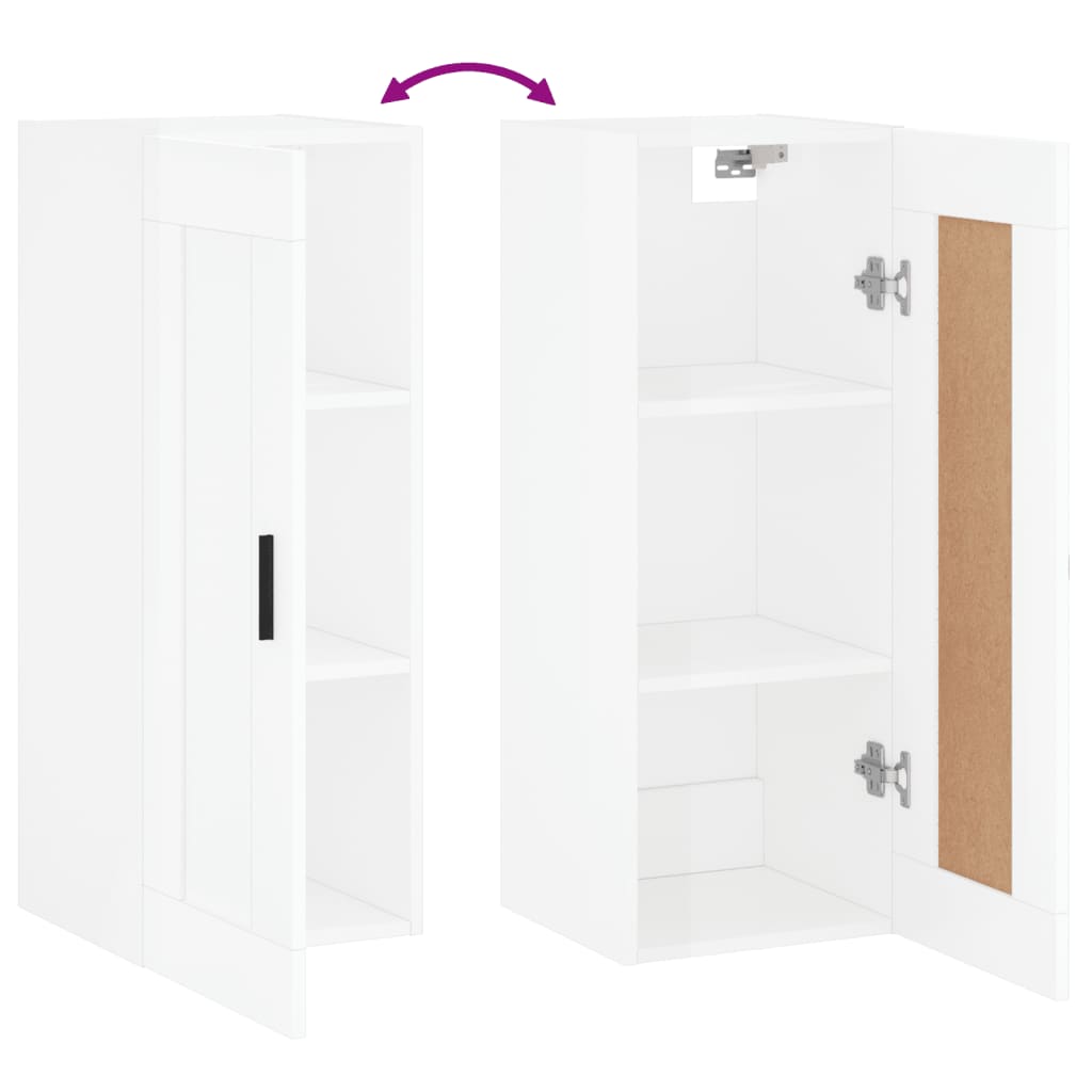 Brilliant white wall cabinet 34.5x34x90 cm Engineering wood