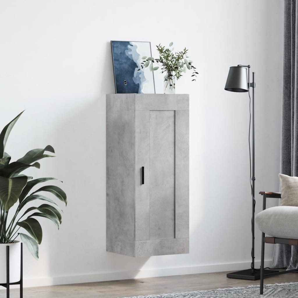 Concrete gray wall cabinet 34.5x34x90 cm Engineering wood