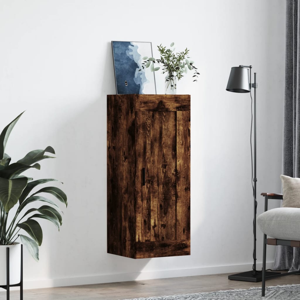 Geräucherte Eichenwandschrank 34.5x34x90 cm Ingenieurholz Holz