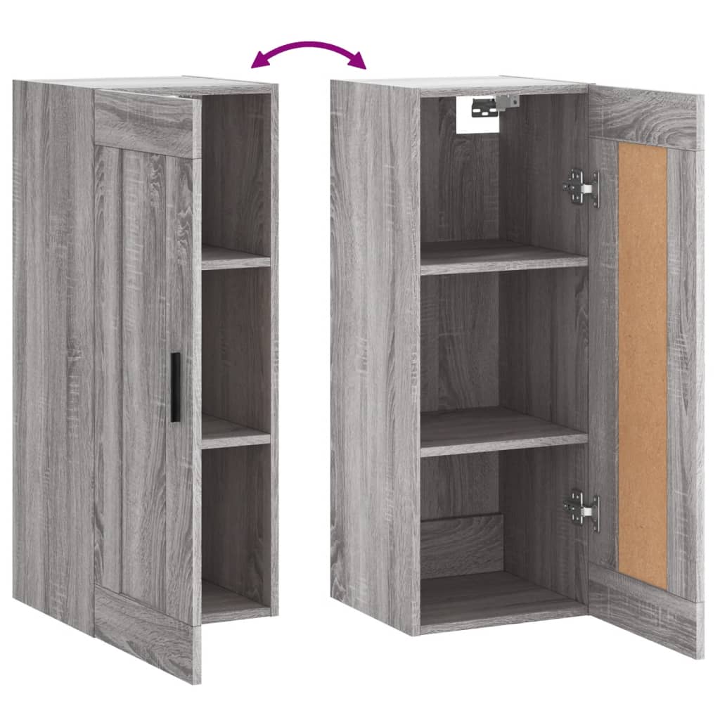 Sonoma Grey Wall Cabinet 34.5x34x90 cm Ingenieurholz Holz