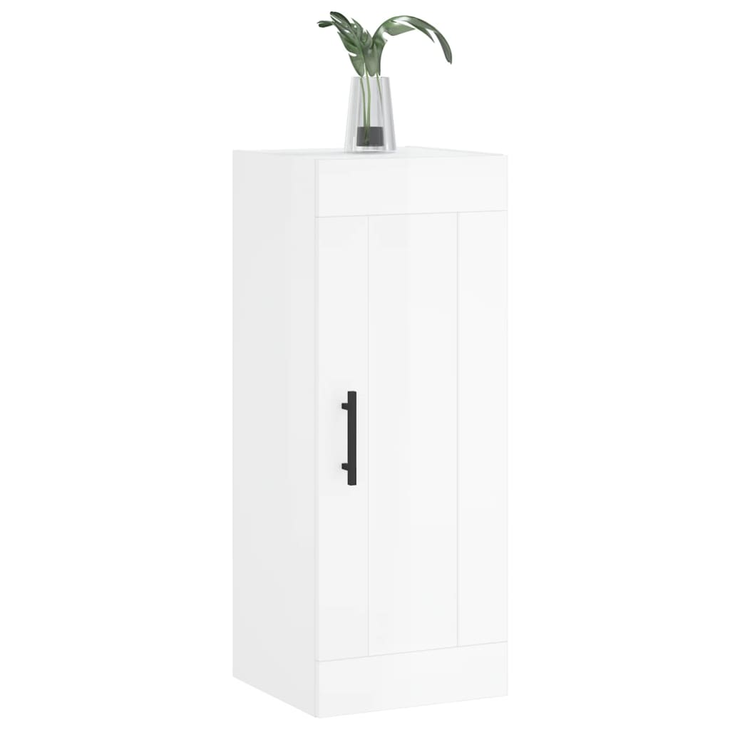 Brilliant white wall cabinet 34.5x34x90 cm Engineering wood