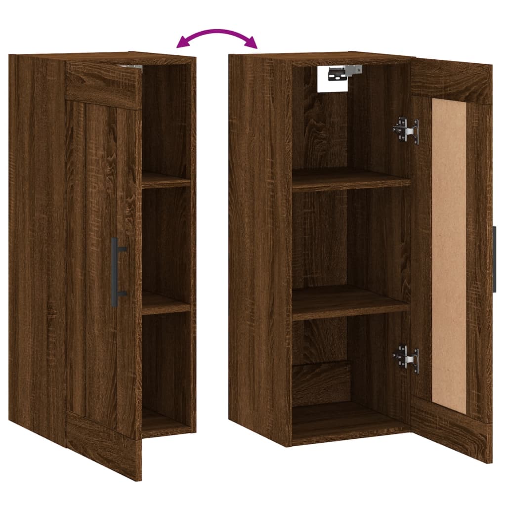 Brown oak wall cabinet 34.5x34x90 cm Engineering wood