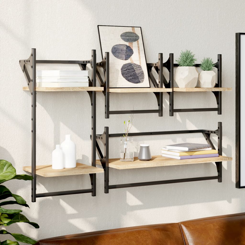 Set of wall shelves with bars 4 pcs Sonoma oak