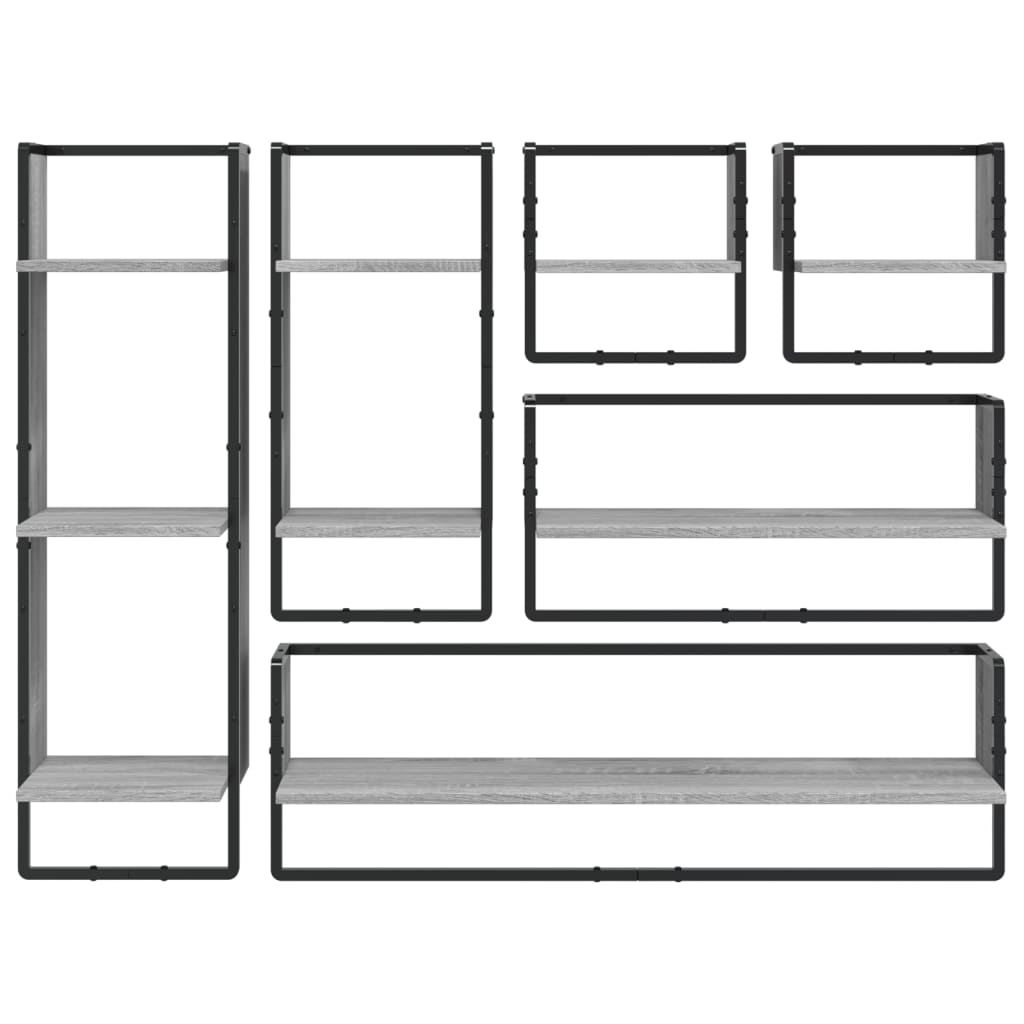 Set of wall shelves with 6 pcs Sonoma Gray bars