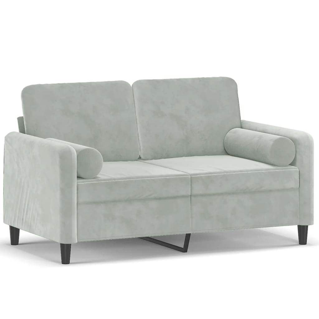 2 -seater sofa with light gray pillows 120 cm velvet