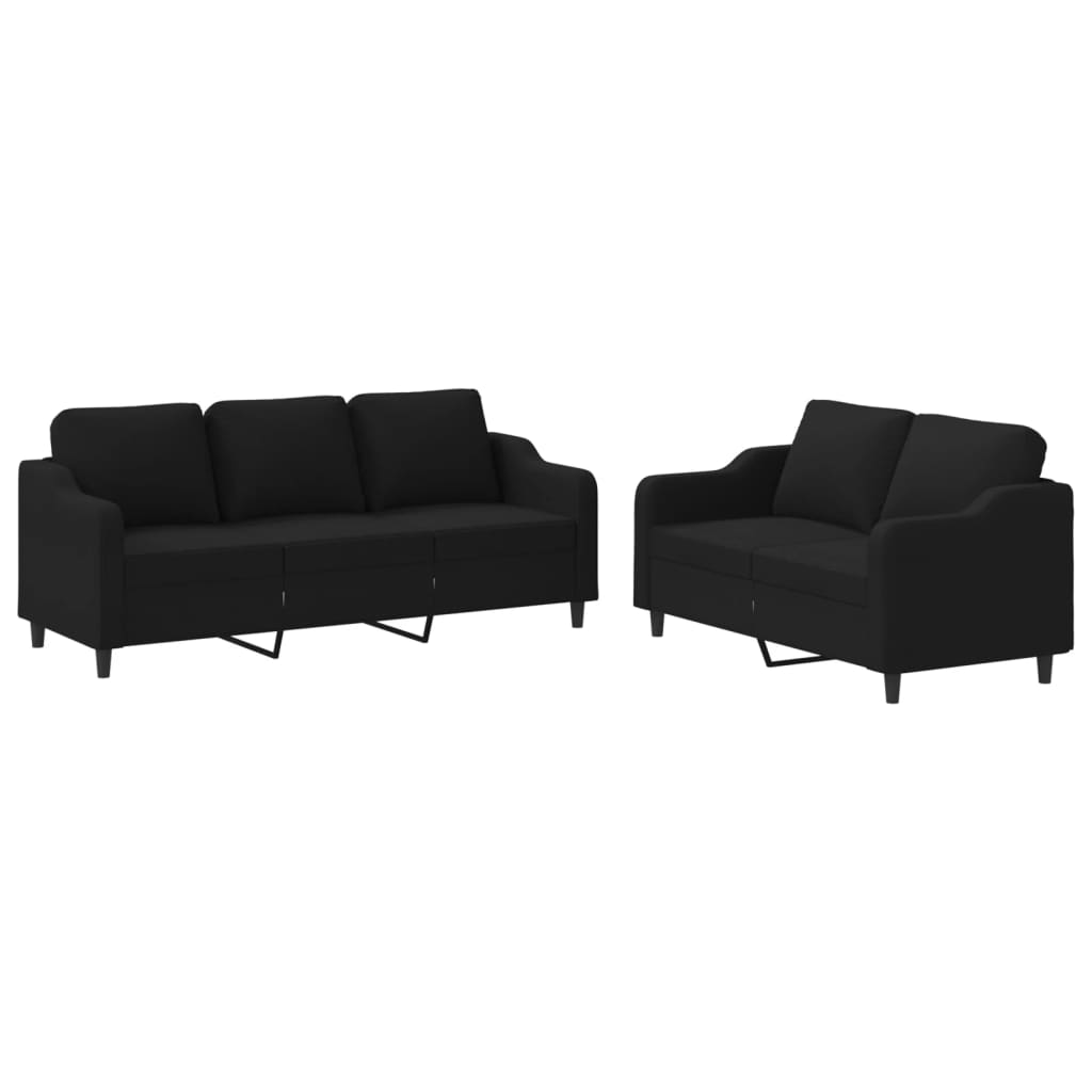Set of 2 pcs sofas with black fabric cushions