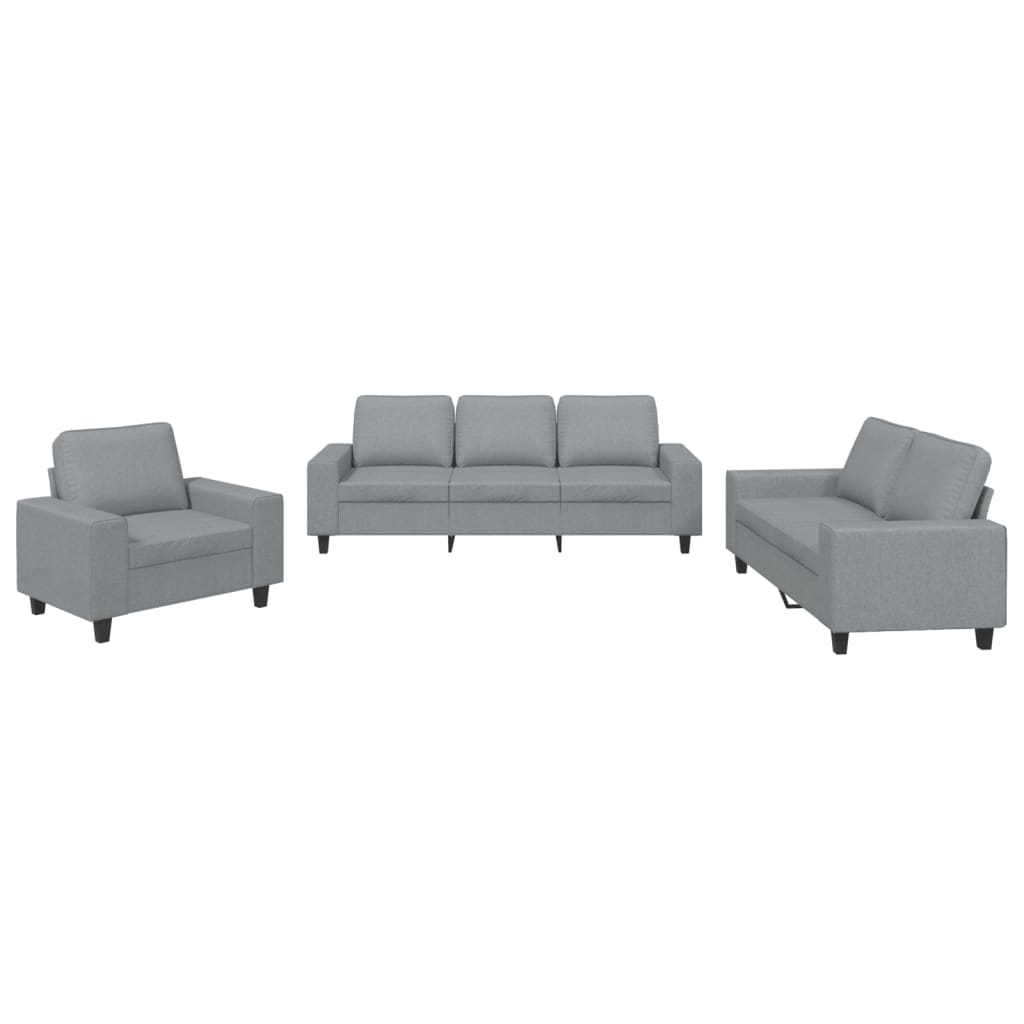 Soft of 3 pcs light gray fabric sofas