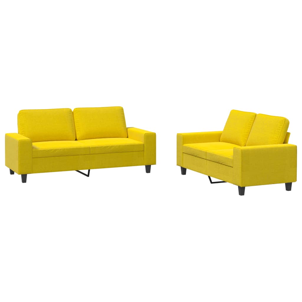 Set di divani in tessuto giallo chiaro da 2 pezzi