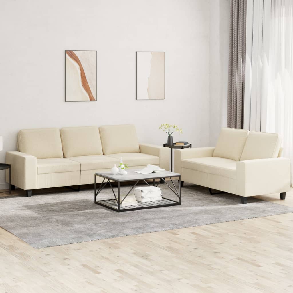 Set di divani in tessuto color crema da 2 pezzi