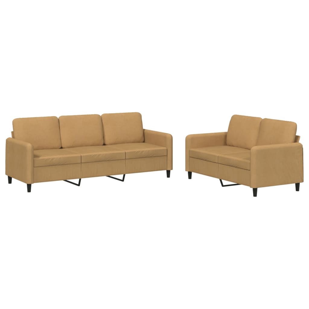 Set di divani da 2 pezzi in velluto marrone