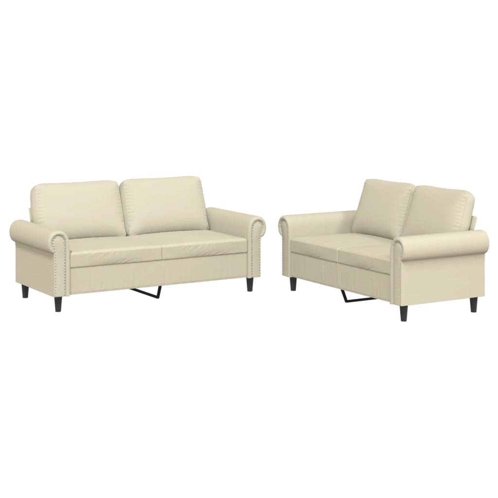Set of 2 pcs sofas with cushions Cream Similar