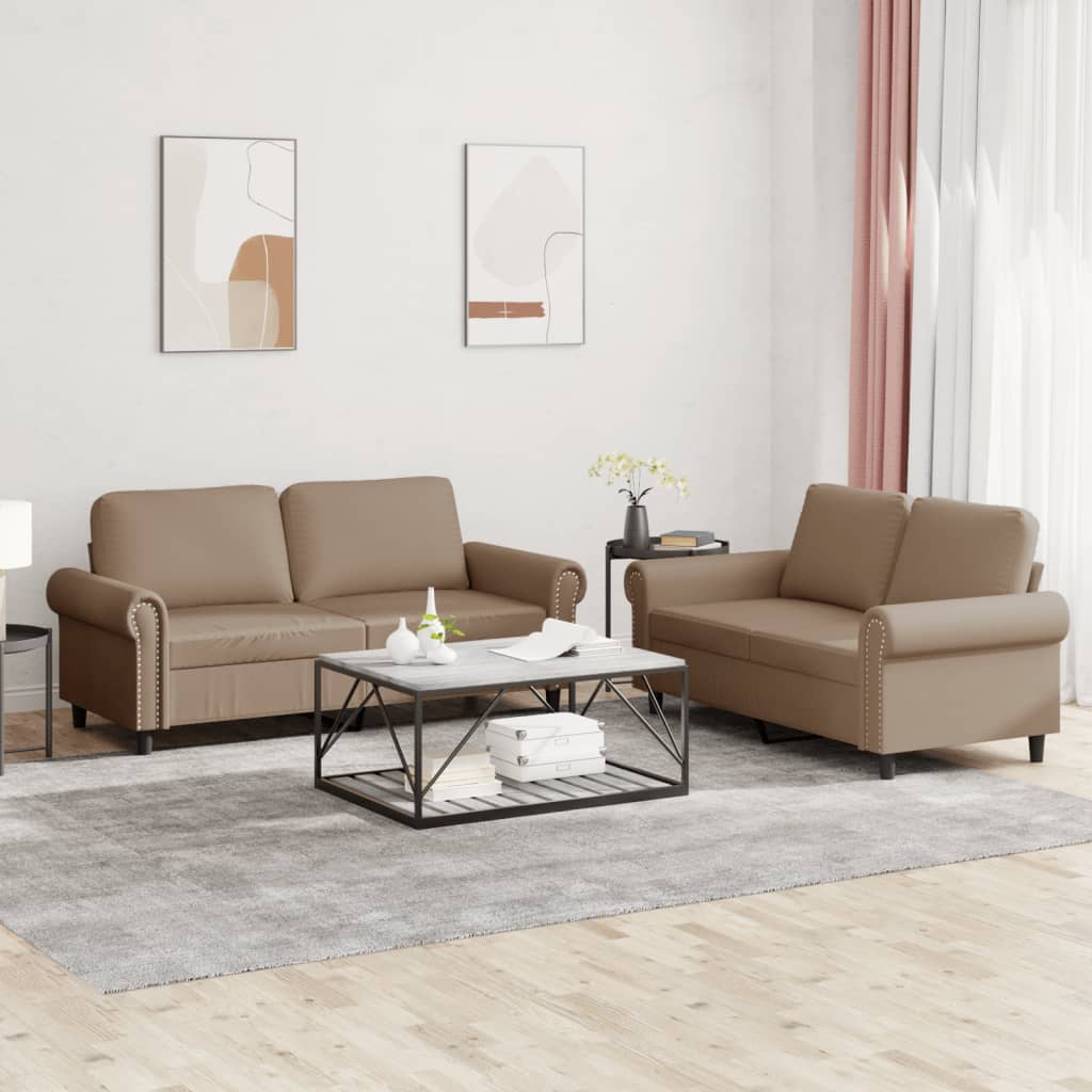 Set of 2 pcs sofas with Cappuccino Similar cushions