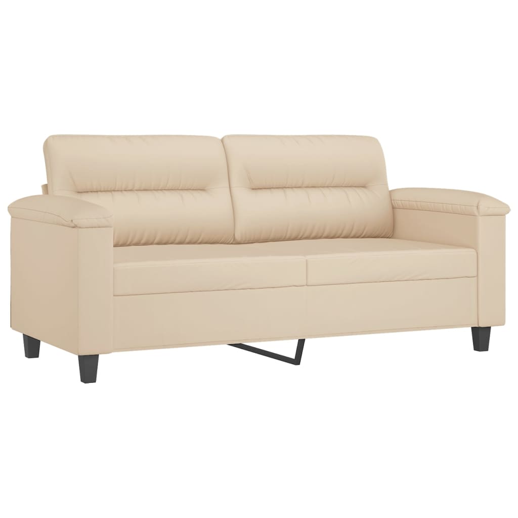 Set of 2 pcs sofa with microfiber fabric cream cushions