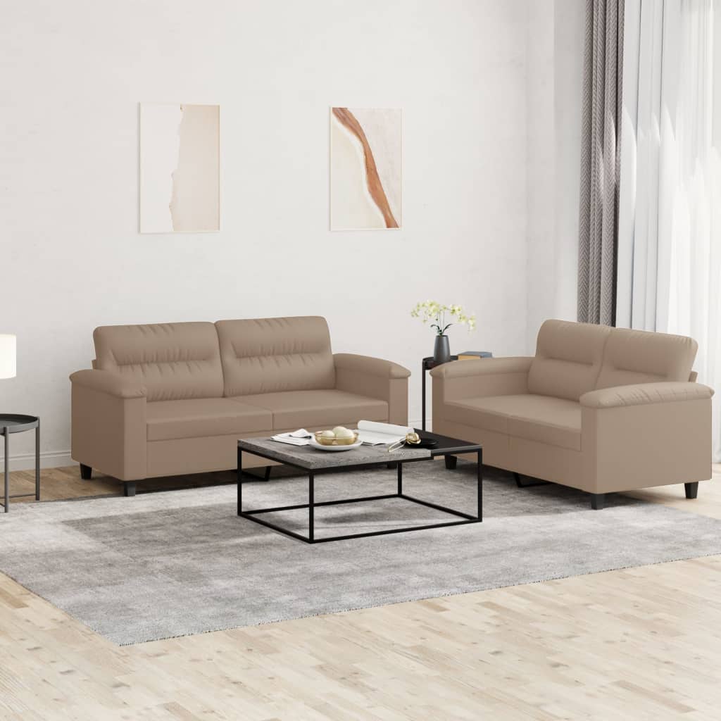 Set of 2 pcs sofas with Cappuccino Similar cushions