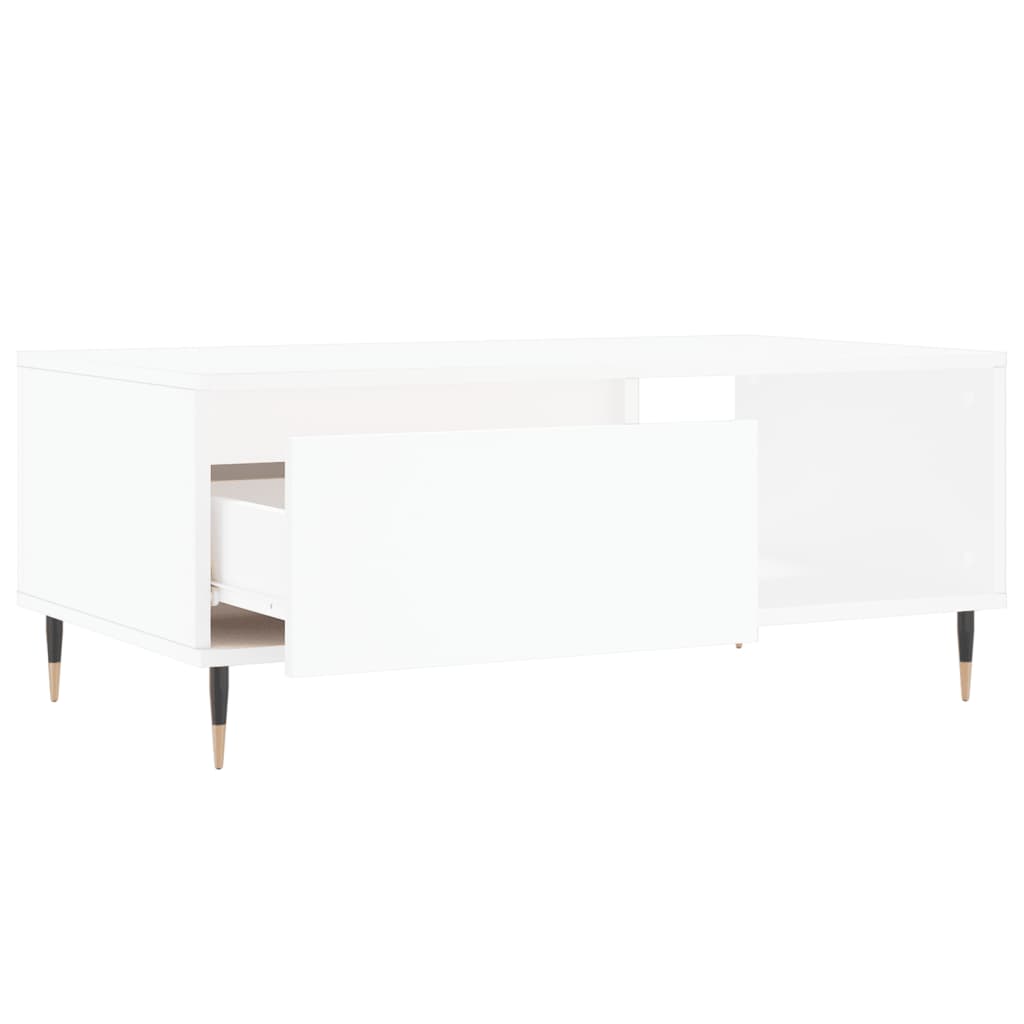 Tavolino bianco 90x50x36.5 cm in legno di ingegneria