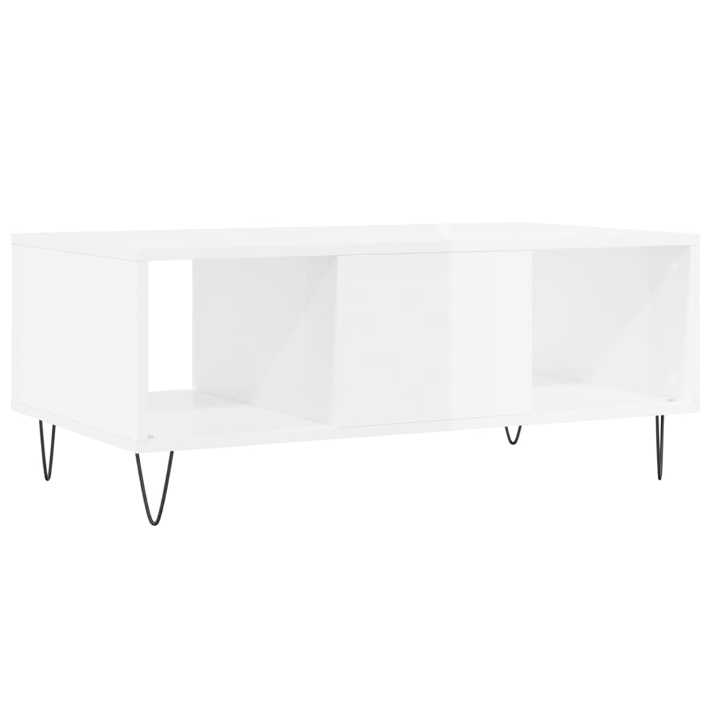 Tavolino Bianco lucido 90x50x36,5 cm MDF