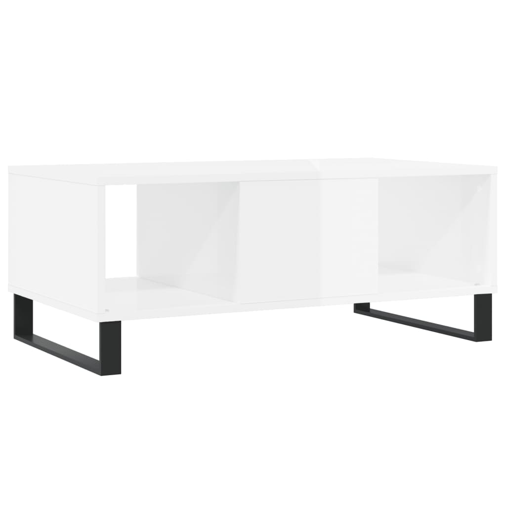 Tavolino Bianco lucido 90x50x36,5 cm MDF
