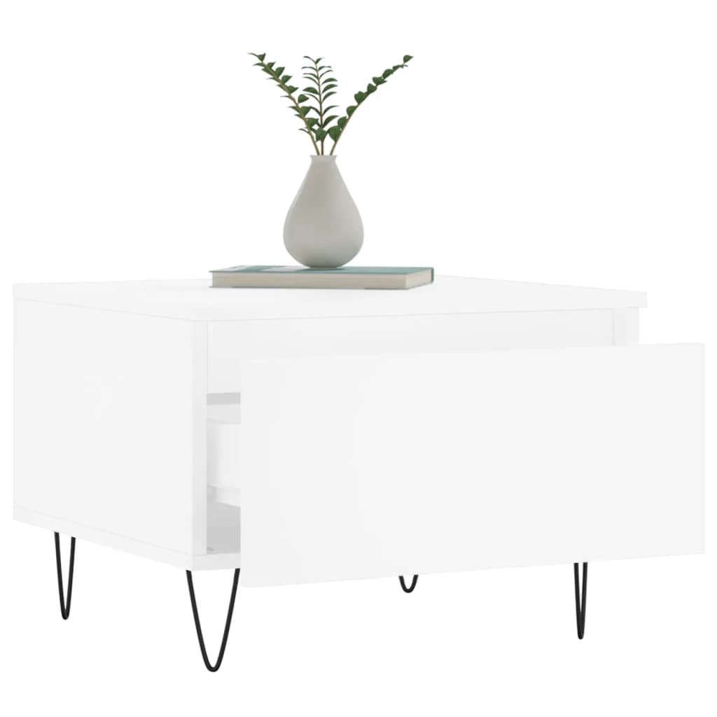 Table basse blanc 50x46x35 cm bois d'ingénierie