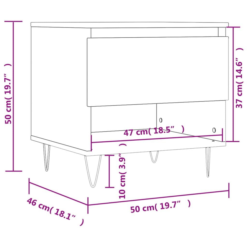 Tavolino bianco 50x46x50 cm in MDF