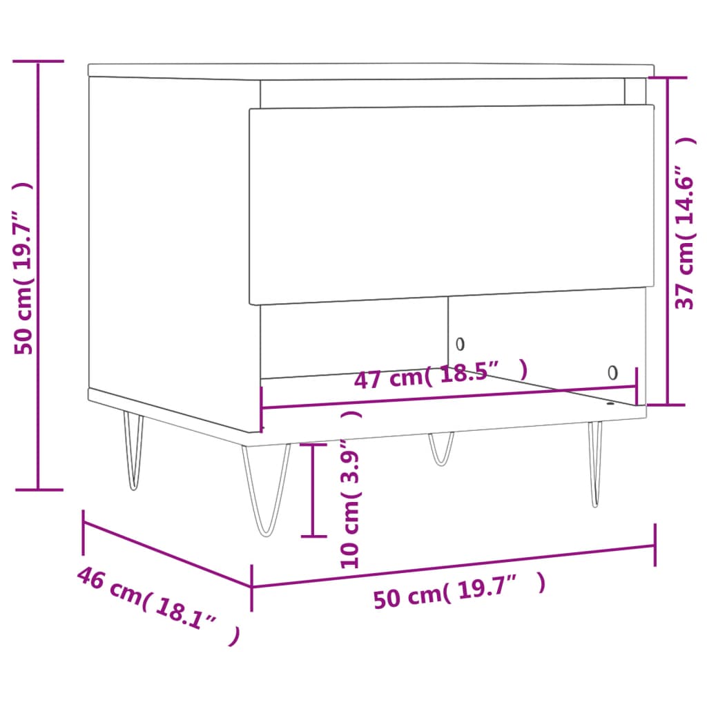 Tavolino in rovere affumicato 50x46x50 cm in multistrato