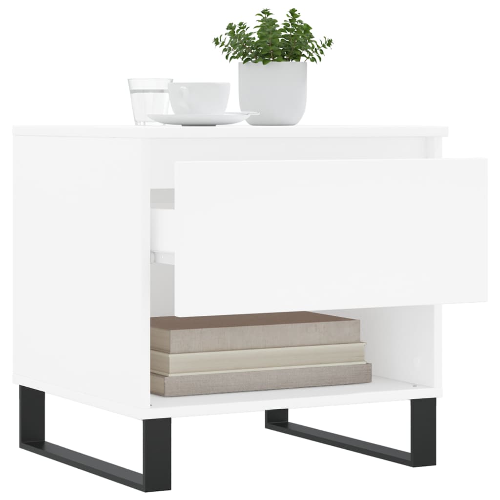 Tavolino bianco da caffè 50x46x50 cm in legno di ingegneria