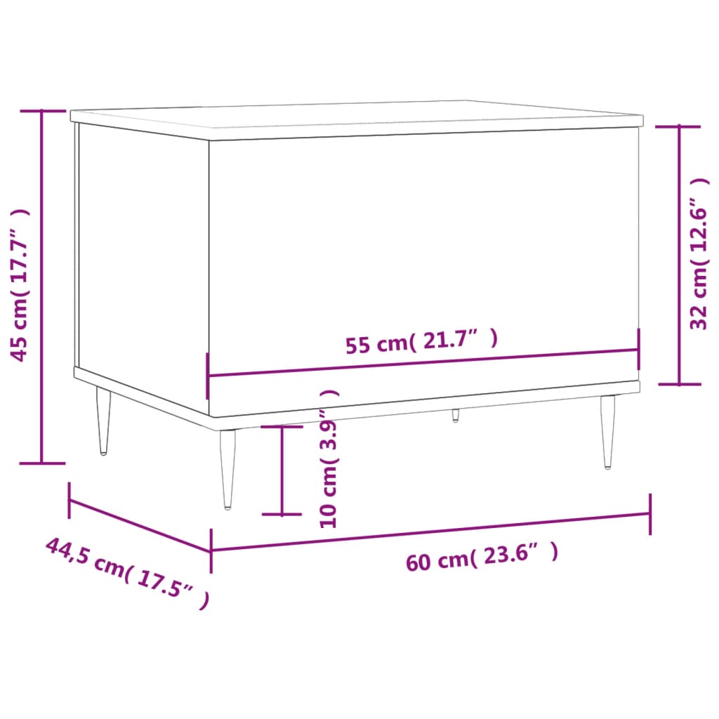 Brilliant white coffee table 60x444.5x45 cm engineering wood