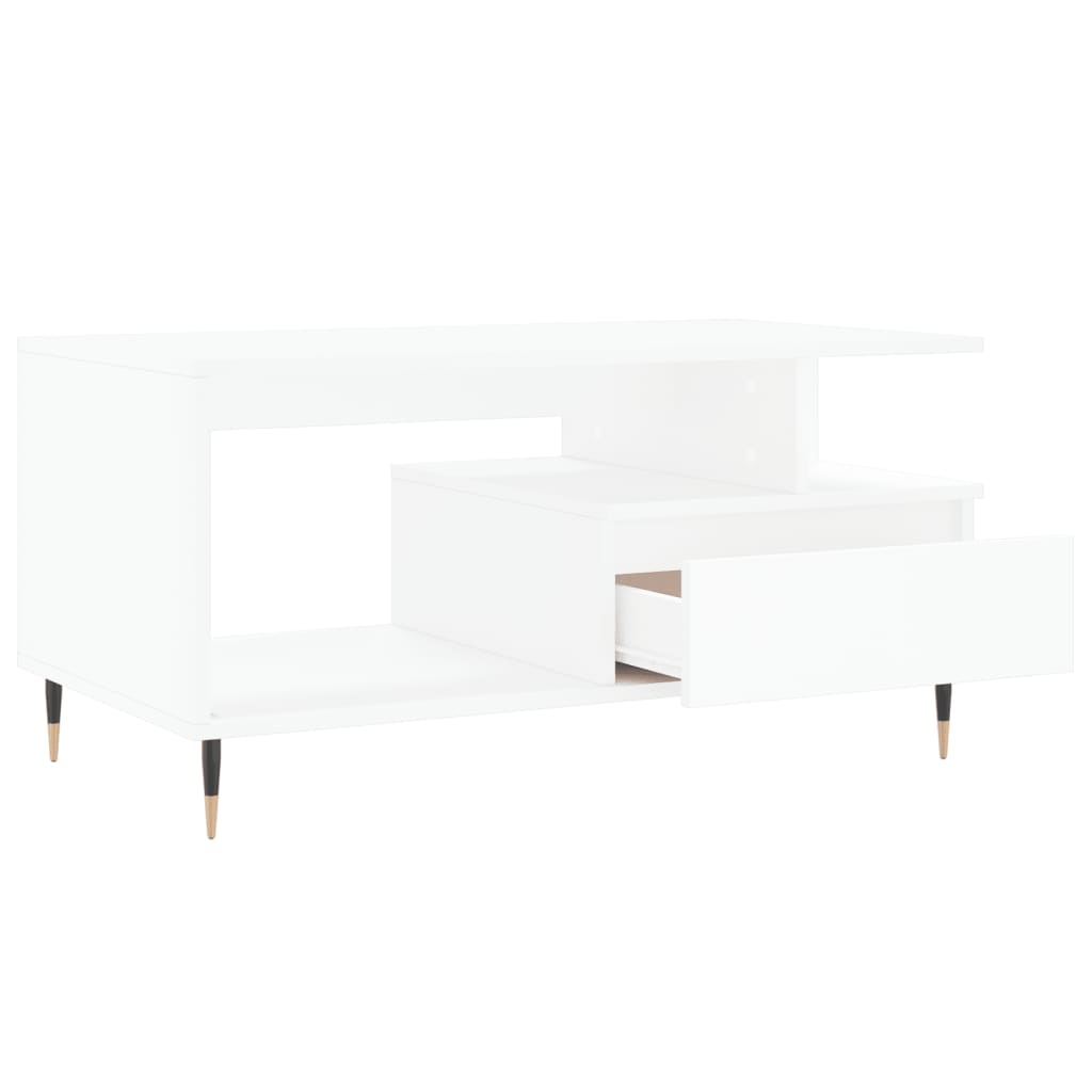 Table basse Blanc 90x49x45 cm Bois d'ingénierie
