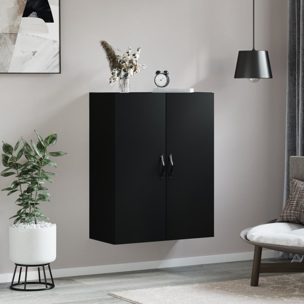 Black wall cabinet 69.5x34x90 cm engineering wood
