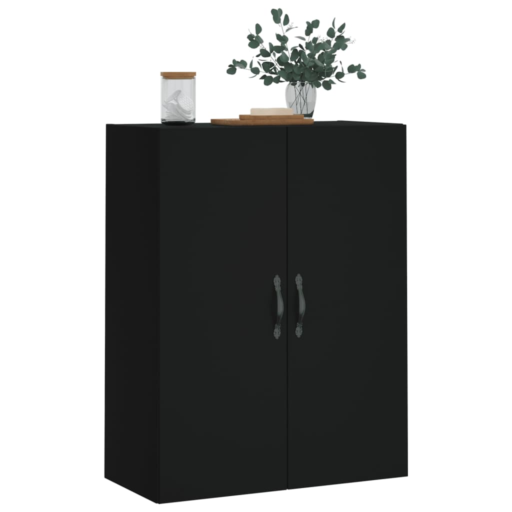 Black wall cabinet 69.5x34x90 cm engineering wood