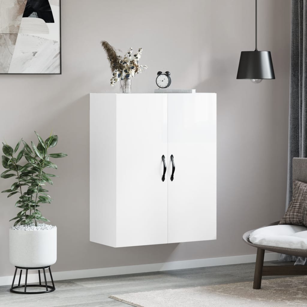 Brilliant white wall cabinet 69.5x34x90 cm Engineering wood