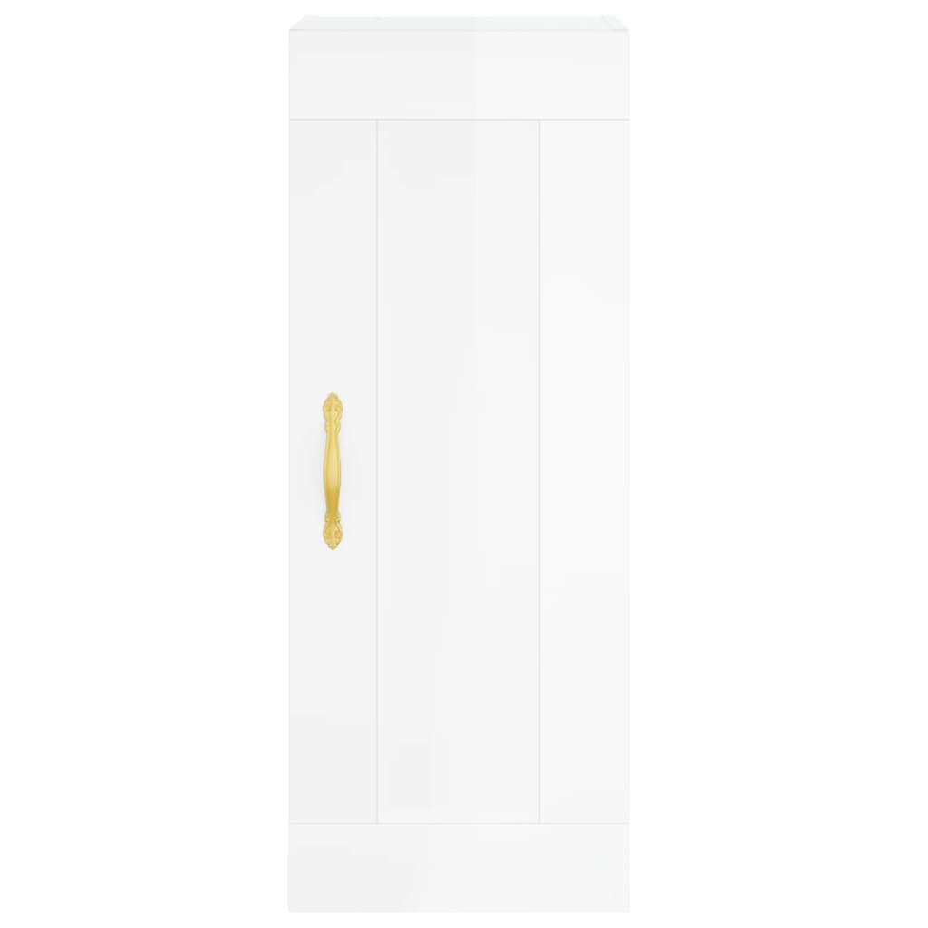 Pensile bianco lucido 34,5x34x90 cm in derivati ​​del legno