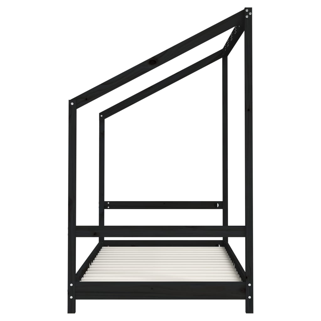 Schwarzer Kinderbet -Rahmen 90x200 cm Festkieferholz