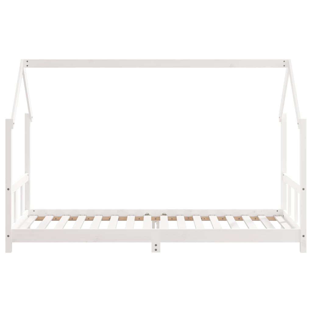 White children's bed frame 90x200 cm solid pine wood