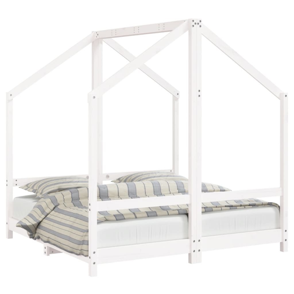 Cadre de lit pour enfant blanc 2x(70x140) cm bois de pin massif