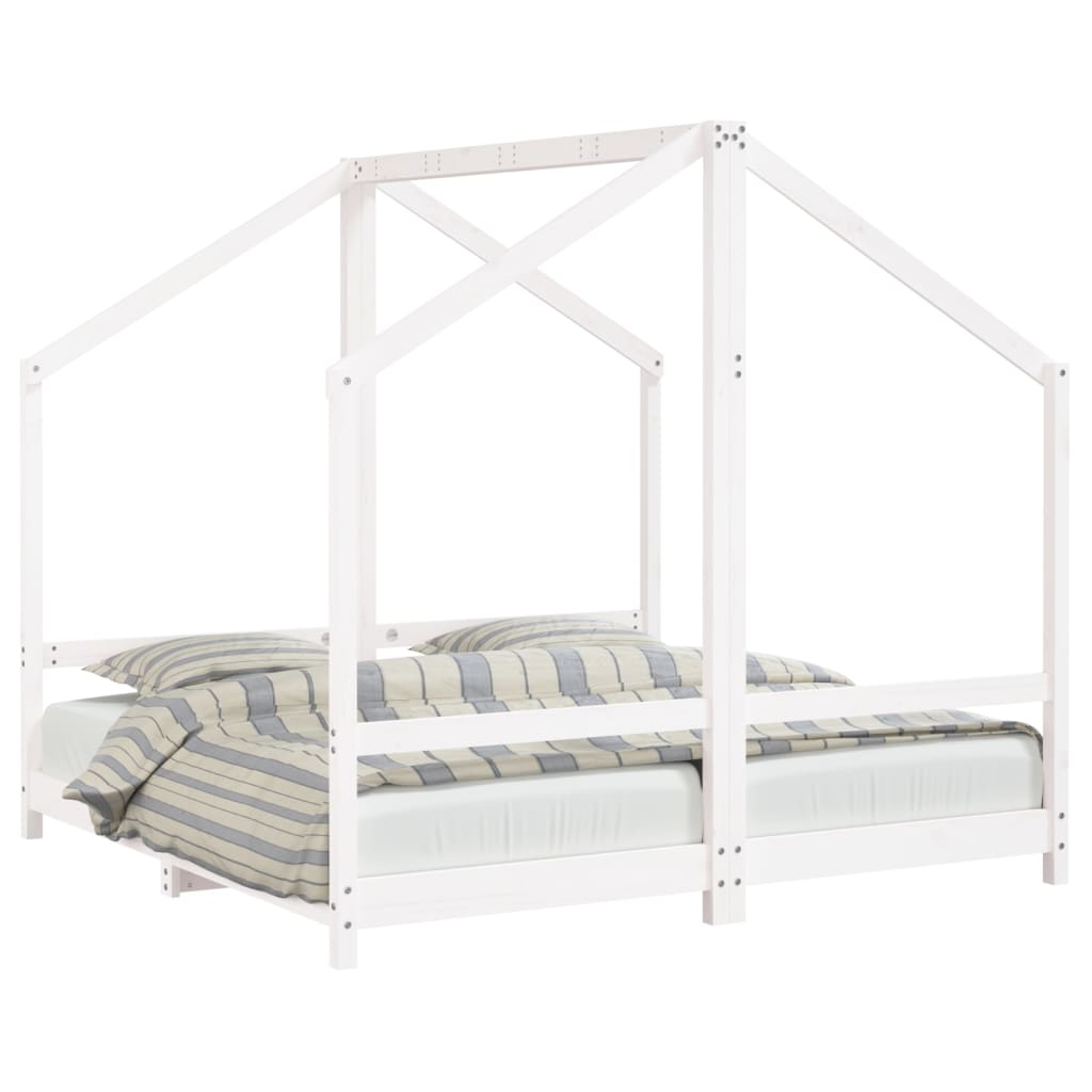 Bed frame for white children 2x (80x160) cm solid pine wood