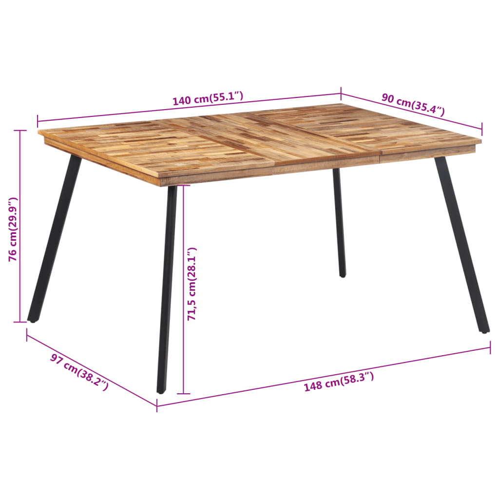 Tavolo da pranzo 148x97x76 cm in legno massello di teak