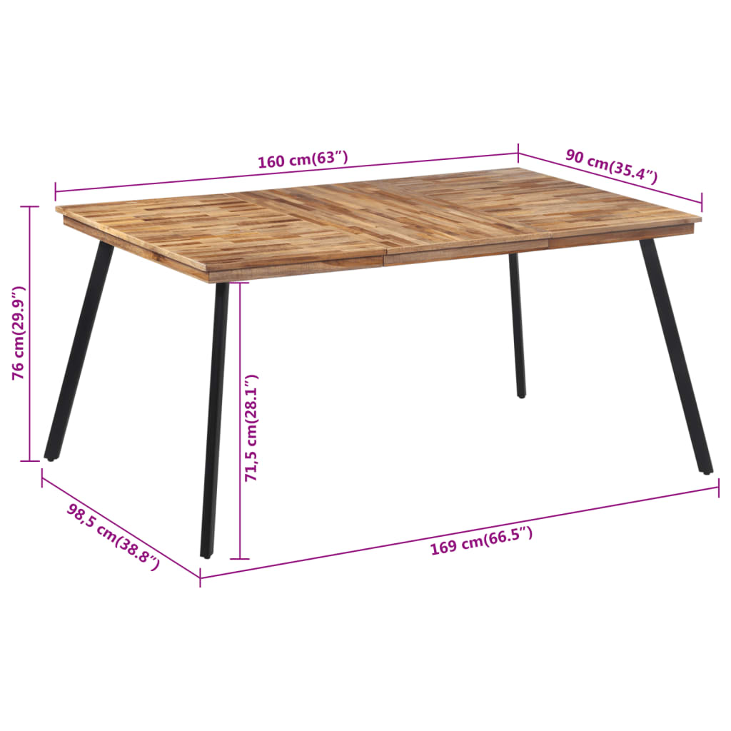 Tavolo da pranzo 169x98,5x76 cm in legno massello di teak