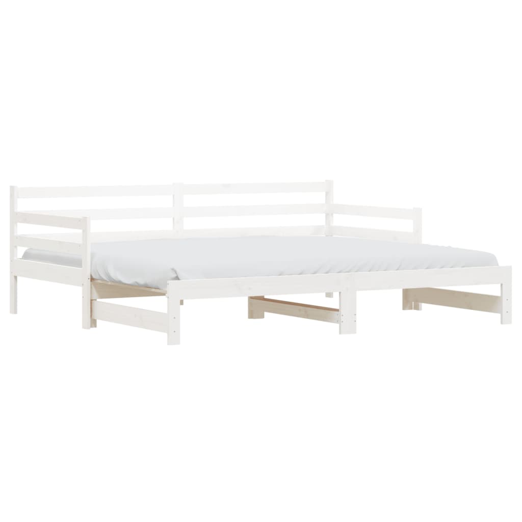 Tagesbett mit weißem stehendem Bett 80x200 cm Festkiefer Holz