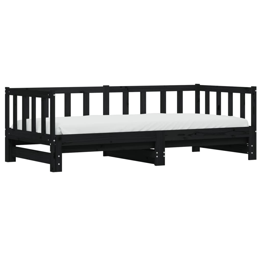 Tagesbett mit schwarzem Bein 90x200 cm Festkieferholz
