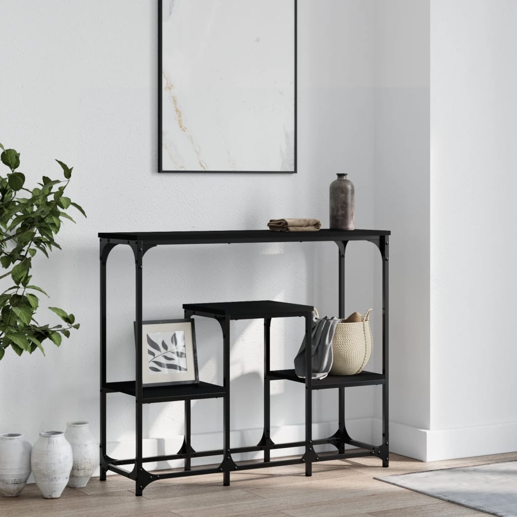 Black console table 89.5x28x76 cm engineering wood