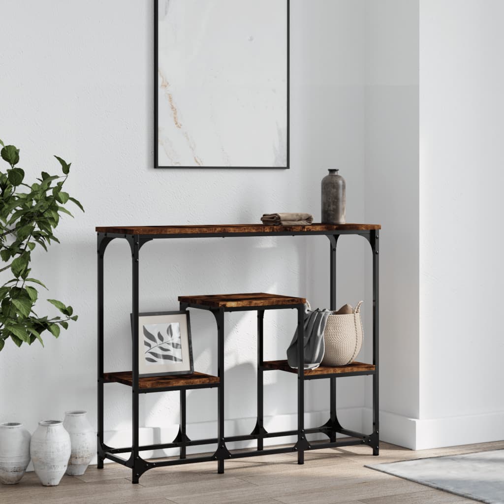 Smoked oak console table 89.5x28x76 cm engineering wood