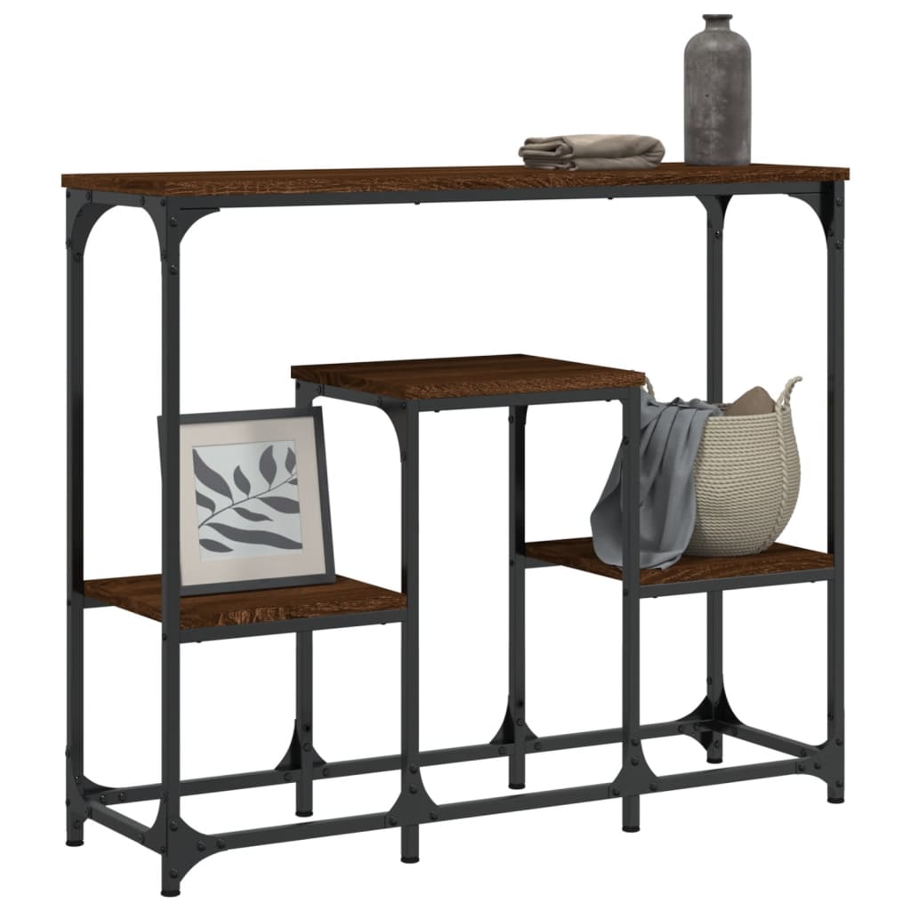 Table console chêne marron 89,5x28x76 cm bois d'ingénierie