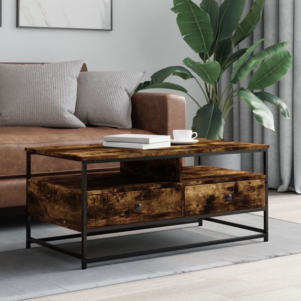 Smoked oak coffee table 100x51x45 cm engineering wood