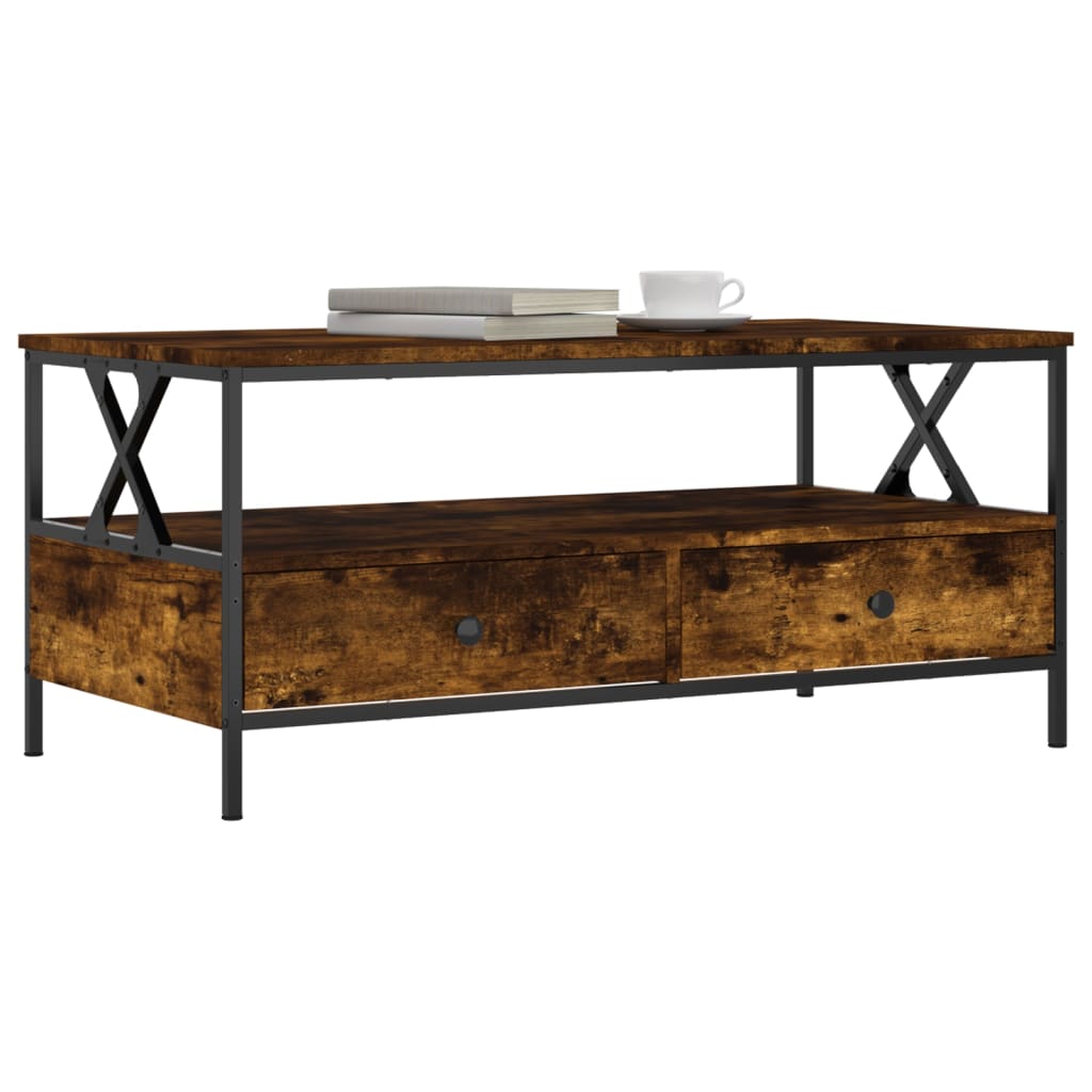 Smoked oak coffee table 100x51x45 cm engineering wood