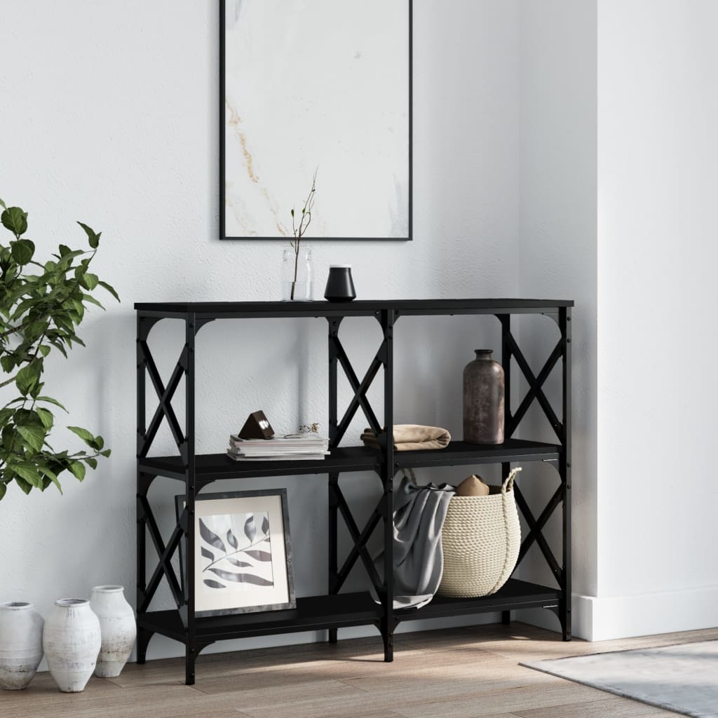 Black console table 100x28x80.5 cm engineering wood