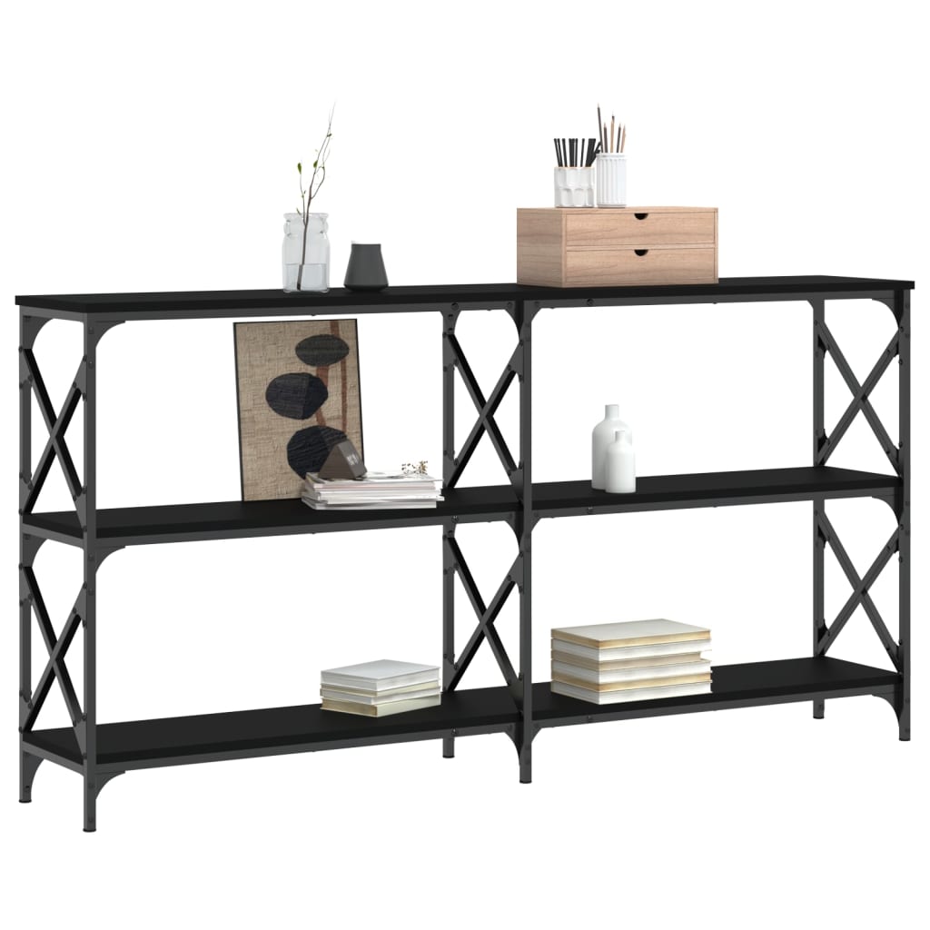 Black console table 156x28x80.5 cm engineering wood