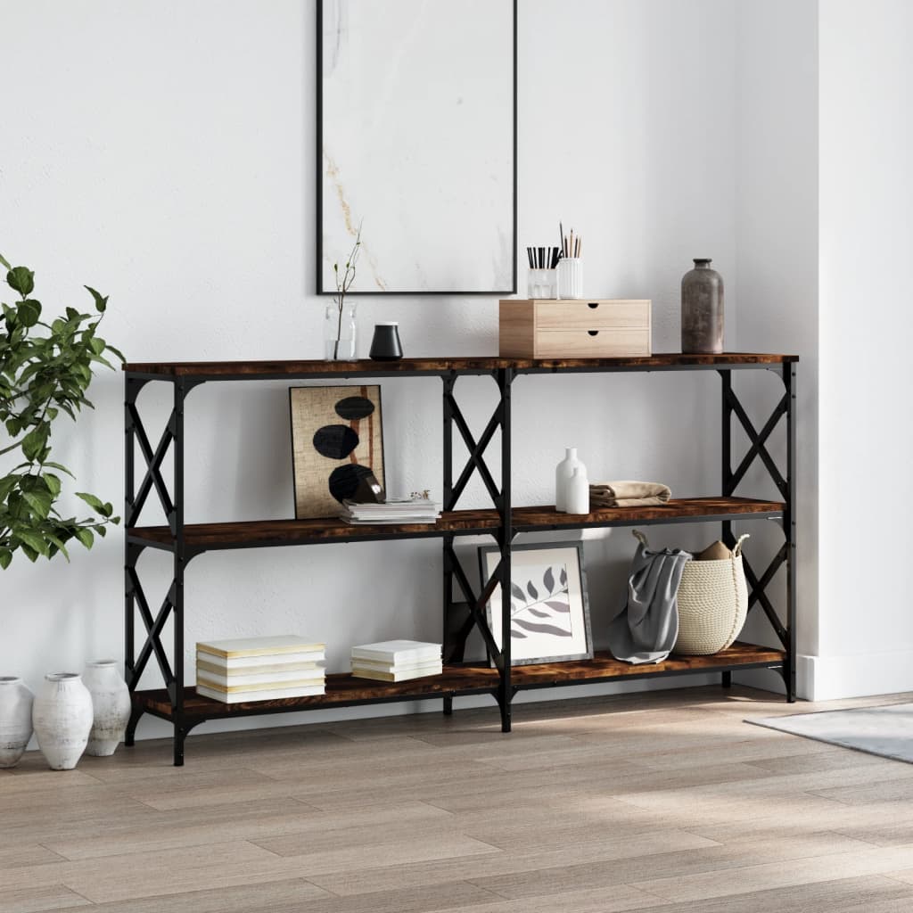 Smoked oak console table 156x28x80.5 cm engineering wood