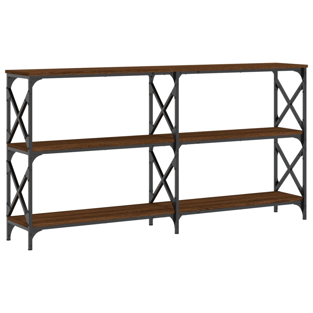 Brown oak console table 156x28x80.5 cm engineering wood