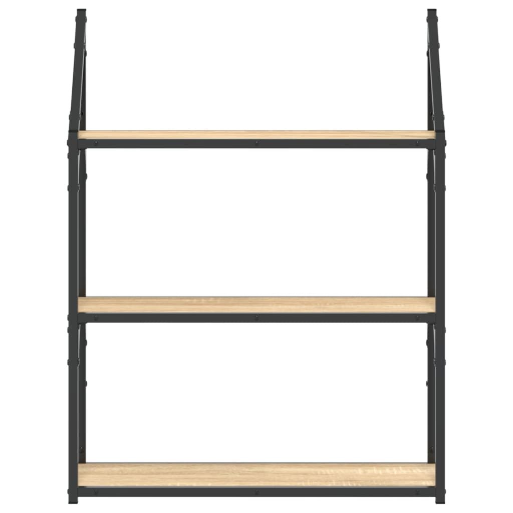 Wall shelf 3 levels Sonoma oak 60x21x78.5 cm