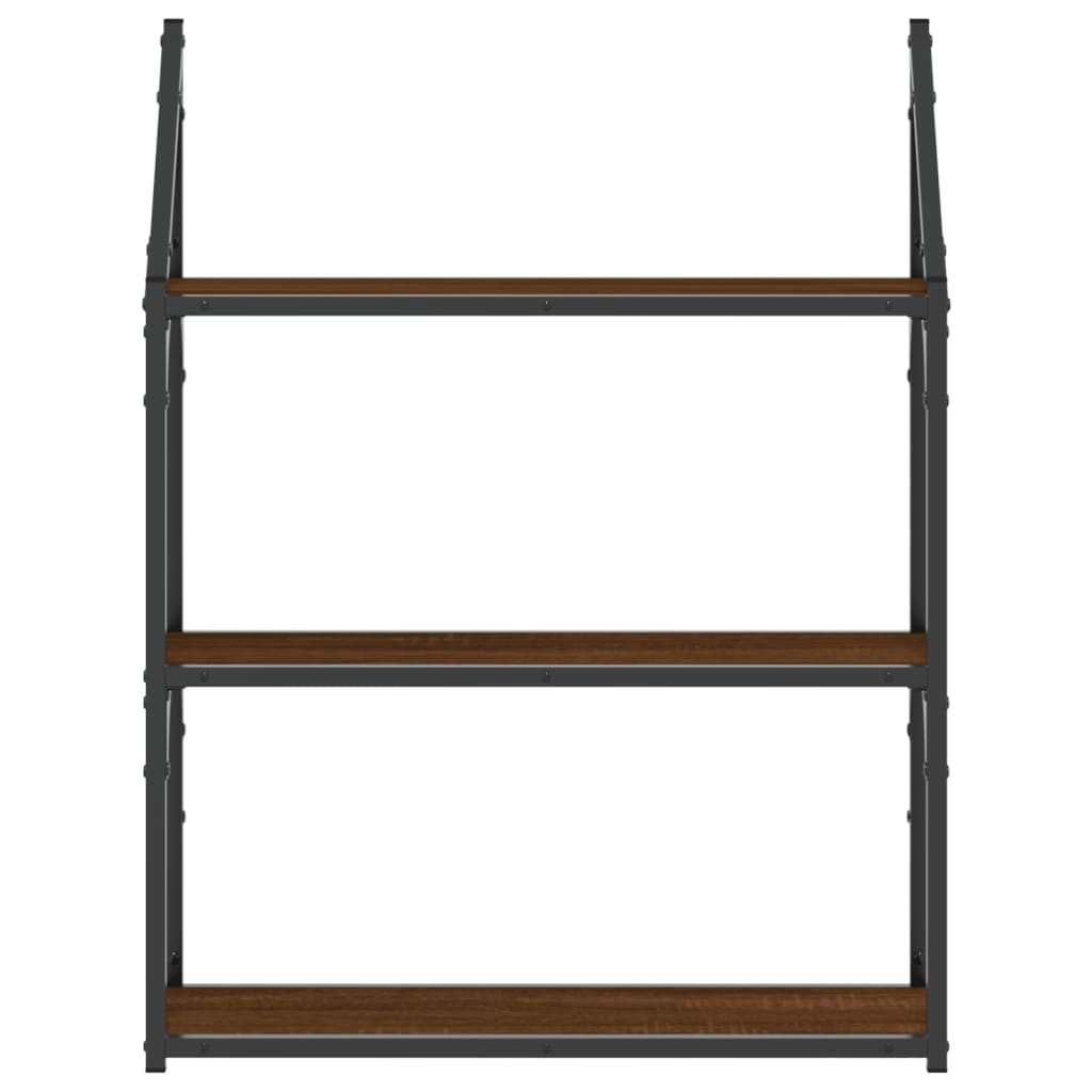 Wall shelf 3 levels of brown oak 60x21x78.5 cm
